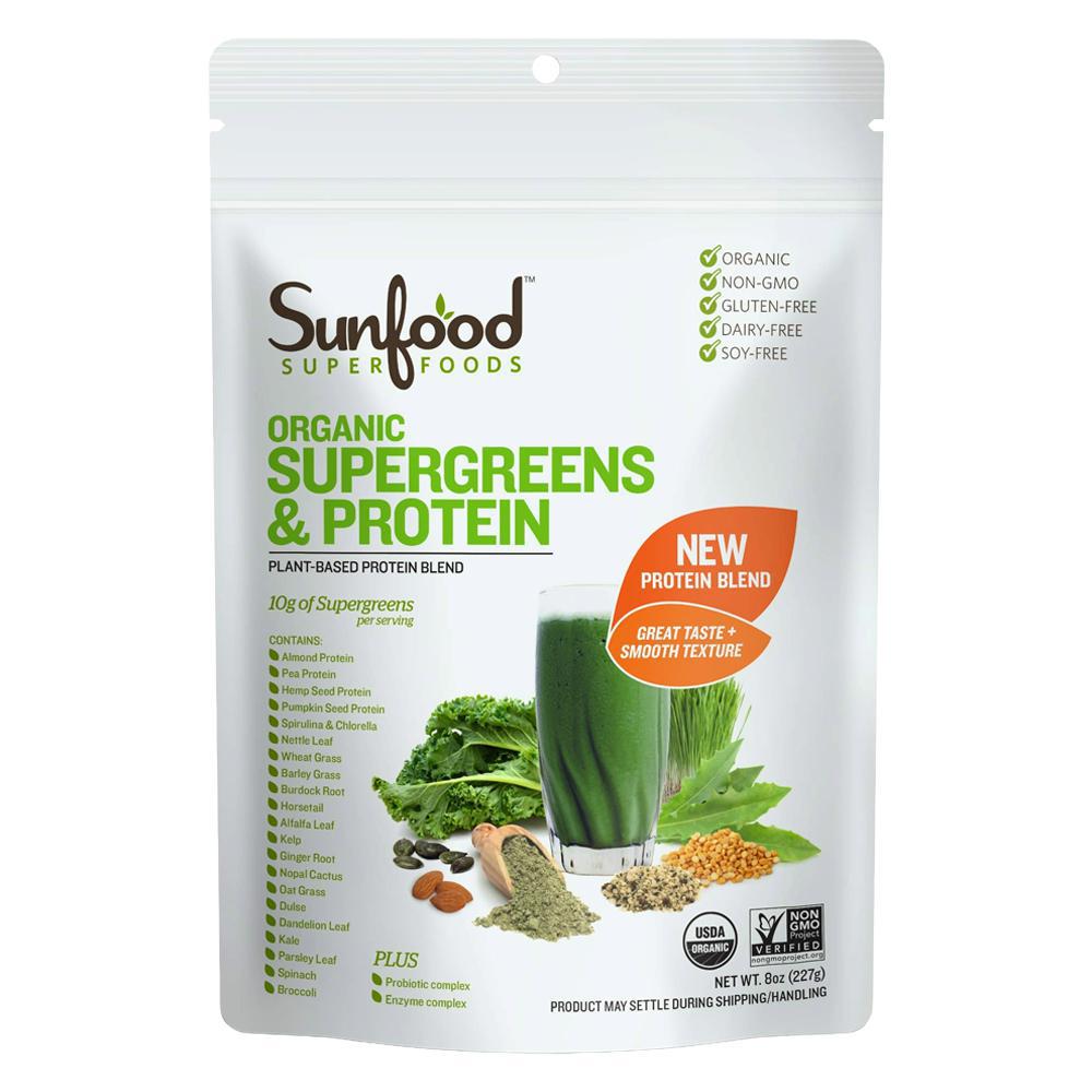 Sunfood Superfoods - 'Supergreens & Protein' Organic Blend (8OZ)